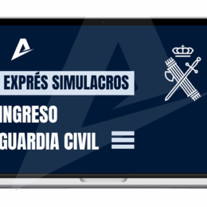 Imagen de un ordenador portátil en la que se ve la portada del curso Exprés Simulacros Ingreso Guardia Civil de AVEFOR
