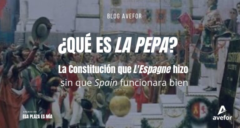 Fotomontaje que ilustra el post en el blog de AVEFOR titulado Qué es La Pepa La Constitución que LEspagne hizo sin que Spain funcionara bien