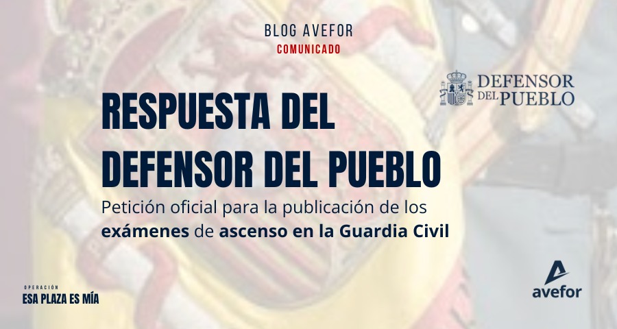 Documento oficial del Defensor del Pueblo con la recomendación al a Dirección General de la Guardia Civil para que publique los cuadernillos de preguntas de los procesos de ascenso a Cabo y Suboficial, fechado el 7 de abril de 202