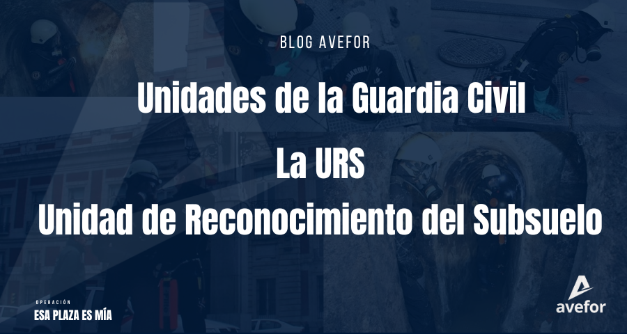 Imagen del blog de AVEFOR sobre fondo azul de la Unidad de Reconocimiento del Subsuelo de la Guardia Civil